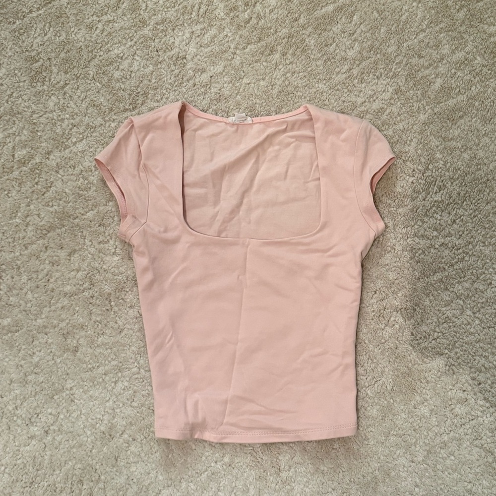 Garage light pink Portia square neckline top